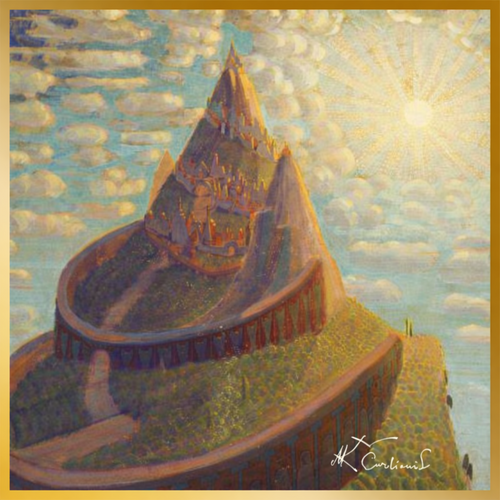 Abstract art print with colorful brush strokes on a white background