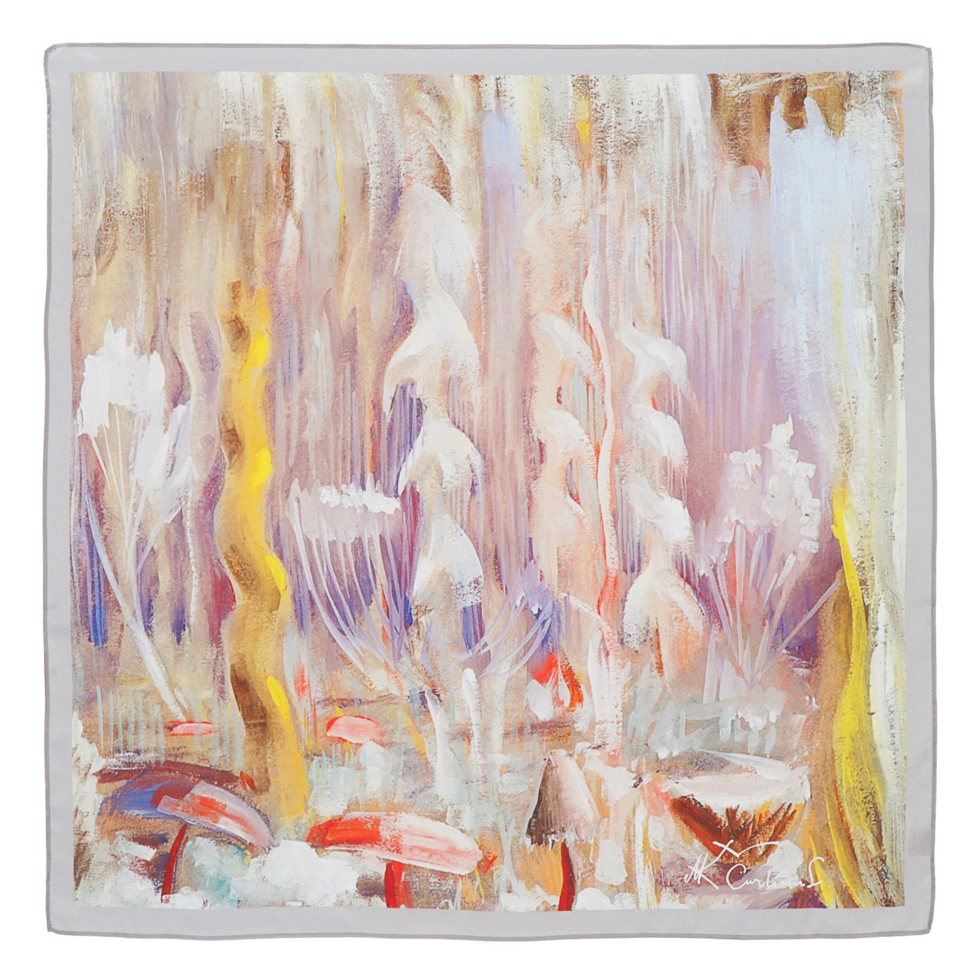 Abstract art print with colorful brush strokes on a white background