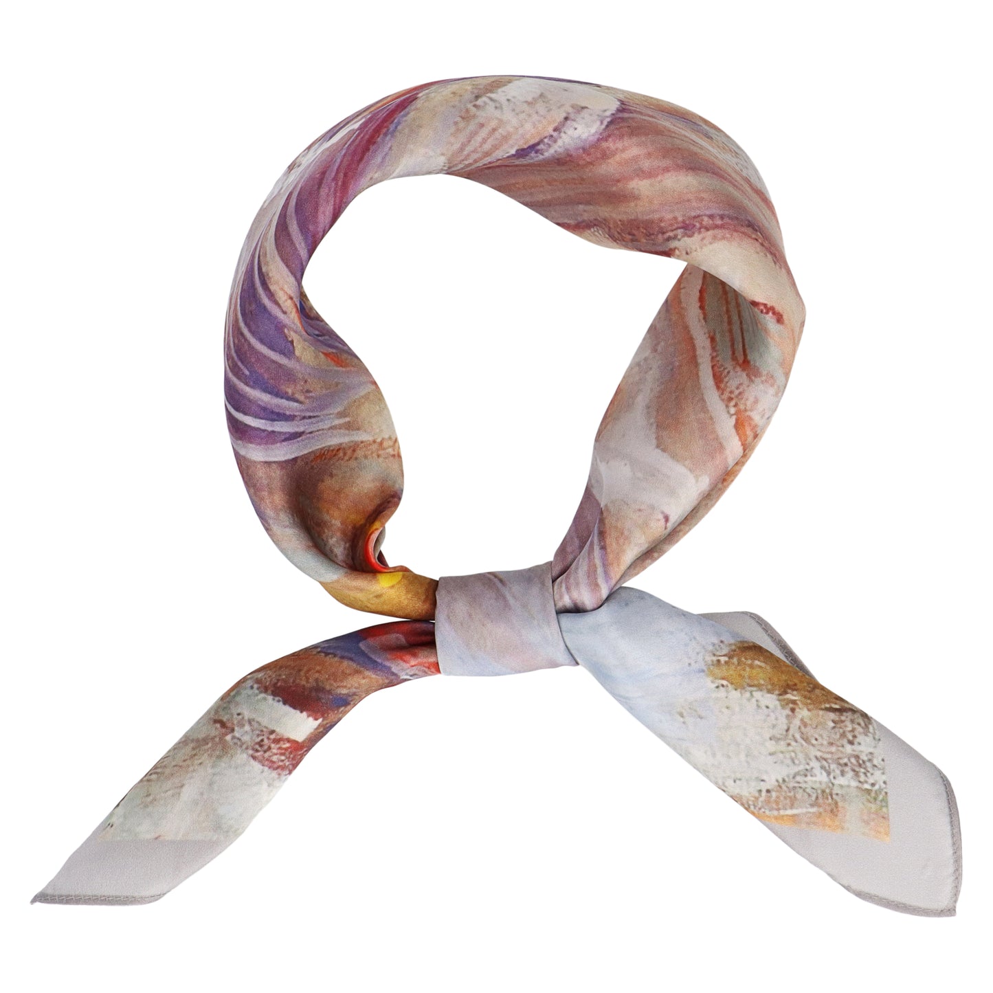 Colorful scarf tied in a knot on a white background