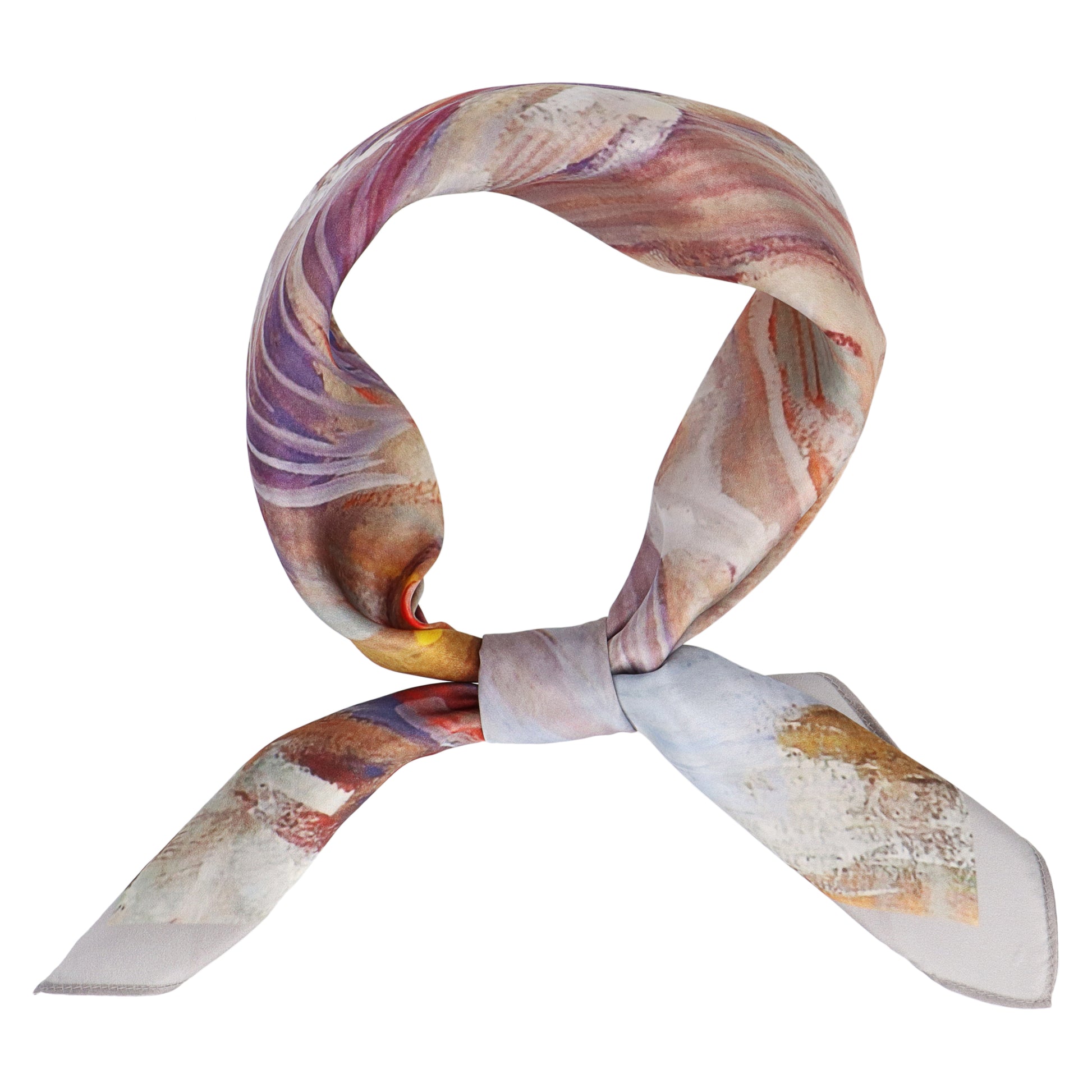 Colorful scarf tied in a knot on a white background